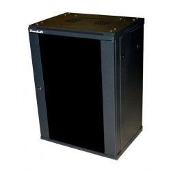 XtendLan 12U 600x450,na zeď, jednodílný, rozložený, skleněné dveře, černý