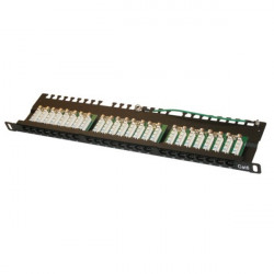 XtendLan Patch panel 19" 0,5U, 24 portů RJ-45, Cat6, černá barva, LSA