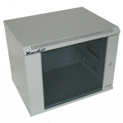 XtendLan 9U 600x450, na zeď, jednodílný, skleněné dveře, šedý