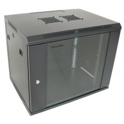 XtendLan 9U 600x450, na zeď, jednodílný, skleněné dveře, černý
