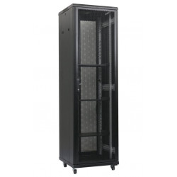 XtendLan 47U 600x600 stojanový, černý, perforované dveře a záda