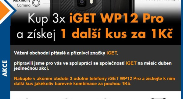 Kup 3x iGET WP12 Pro a získej 1 další kus za 1 Kč