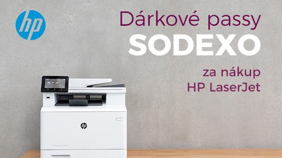  Za nákup vybraných laserových tiskáren HP získáte jako odměnu dárkové passy SODEXO 