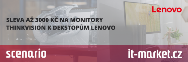 Profesionální monitory ThinkVision nyní se slevou až 3000 Kč k desktopům od Lenova