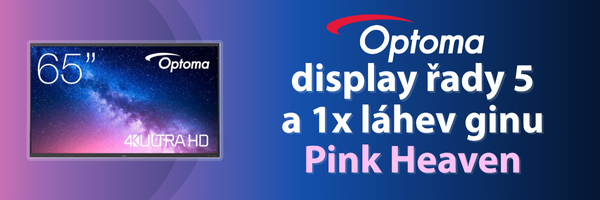 OPTOMA display řady 5 a 1x láhev ginu Pink Heaven
